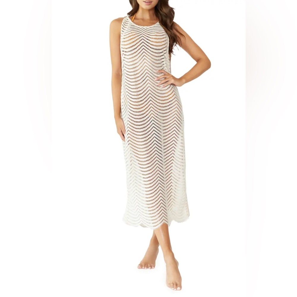 PQ Swim Cream Crochet Chevron Maxi Cover-Up